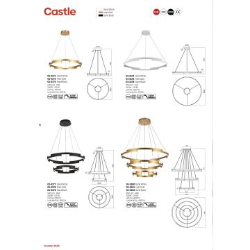 Redo 01-3176 - Led Dimmable κρεμαστό φωτιστικό οροφής CASTLE LED/45W/230V μαύρο