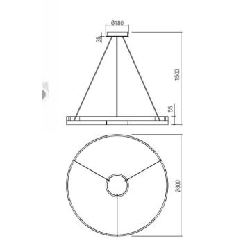 Redo 01-3176 - Led Dimmable κρεμαστό φωτιστικό οροφής CASTLE LED/45W/230V μαύρο