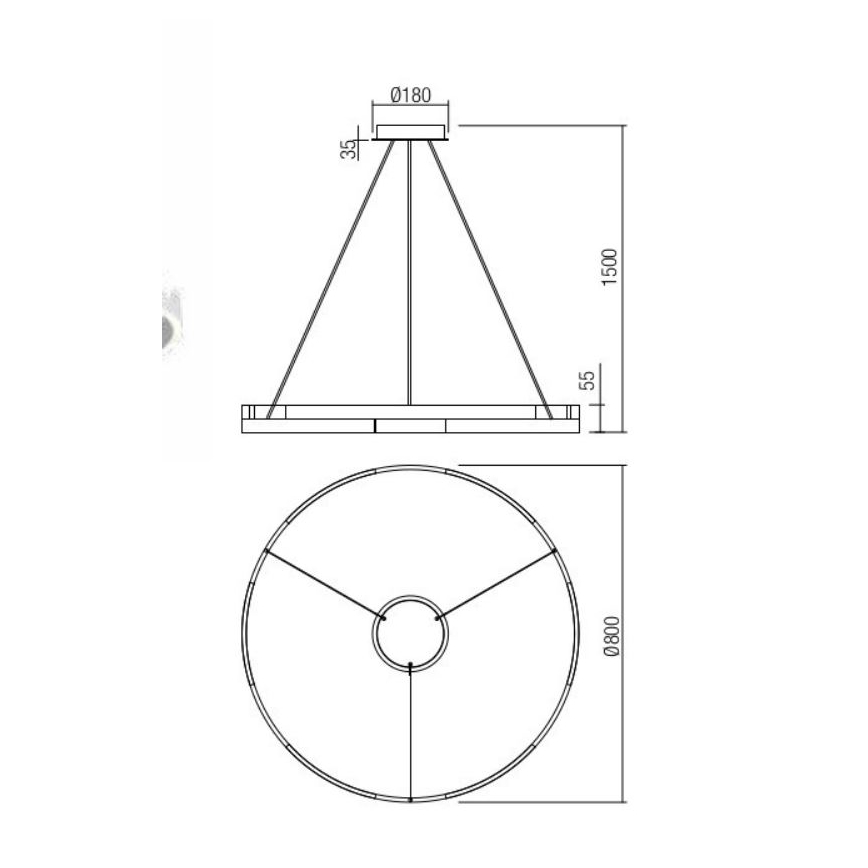 Redo 01-3176 - Led Dimmable κρεμαστό φωτιστικό οροφής CASTLE LED/45W/230V μαύρο