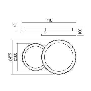 Redo 01-3372 - LED Dimmable φωτιστικό οροφής COMBI LED/50W/230V 3000/4000/6000K CRI98 μαύρο