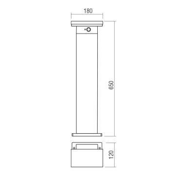 Redo 90536 - Ηλιακή λάμπα LED με αισθητήρα TAIYO LED/2W/3,7V 3000K IP54 ανθρακί