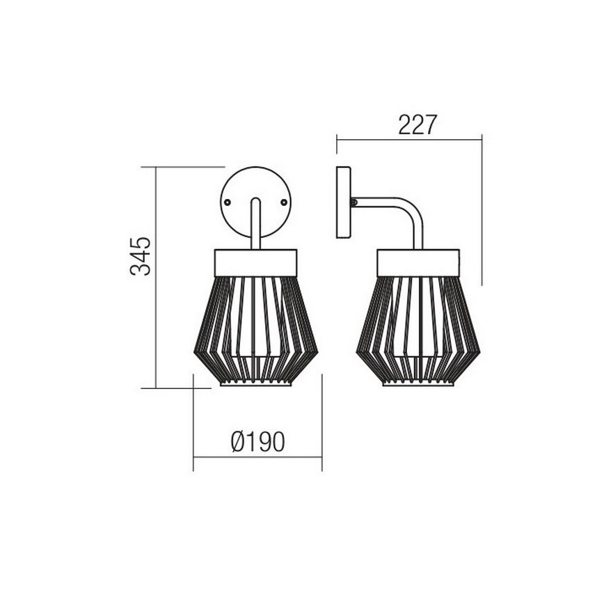 Redo 9843 - Λάμπα τοίχου εξωτερικού χώρου TITTI 1xE27/42W/230V IP44 ανθρακί