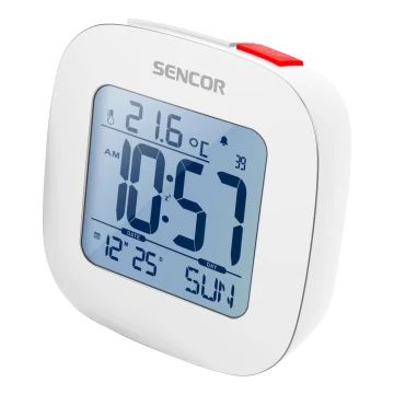 Sencor - Ξυπνητήρι με οθόνη LCD και θερμόμετρο 2xAAA λευκό