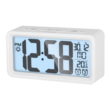 Sencor - Ξυπνητήρι με οθόνη LCD και θερμόμετρο εσωτερικού χώρου 2xAAA λευκό