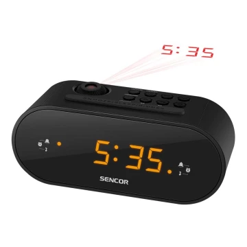 Sencor - Ραδιόφωνο ξυπνητήρι με οθόνη LED και προτζέκτορα 5W/230V μαύρο