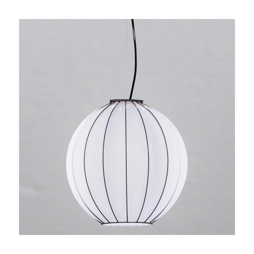 SIRU - Κρεμαστό φωτιστικό οροφής SFERA 1xE27/60W/230V διάμετρος 32 cm μαύρο/λευκό Venetian Γυαλί