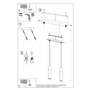 Κρεμαστό φωτιστικό οροφής PABLO 2xGU10/40W/230V λευκό/οξιά