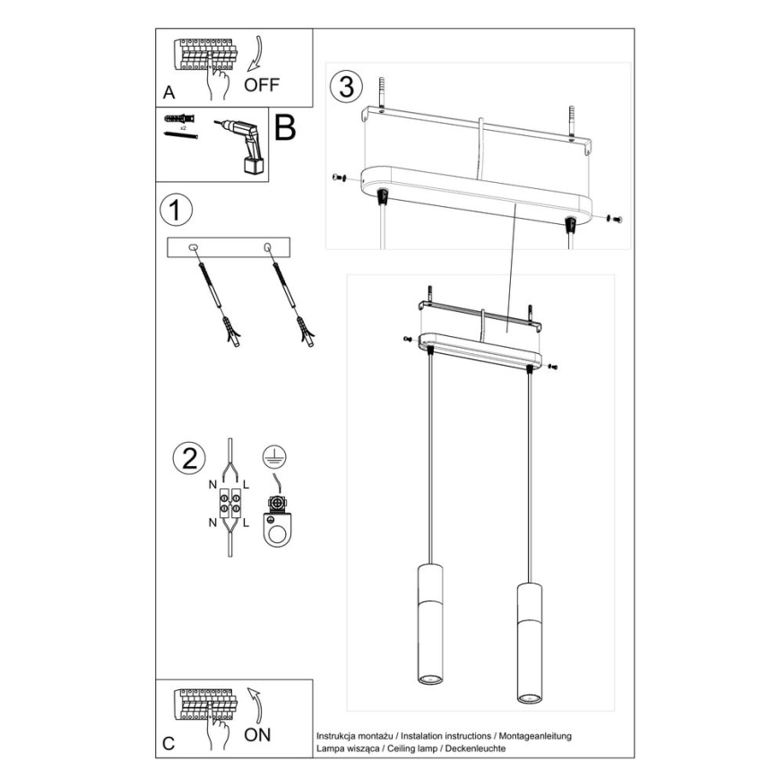 Κρεμαστό φωτιστικό οροφής PABLO 2xGU10/40W/230V λευκό/οξιά