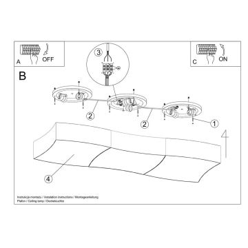 Φωτιστικό οροφής SQUARE 6xE27/60W/230V λευκό