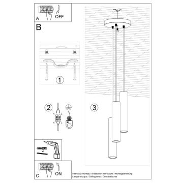 Φωτιστικό κρεμαστό ράγα LAGOS 3xGU10/40W/230V μαύρο