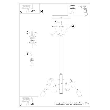 Κρεμαστό φωτιστικό οροφής LEMMI 6xGU10/10W/230V λευκό