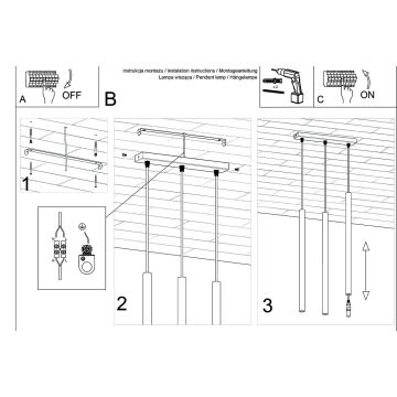 Κρεμαστό φωτιστικό οροφής ράγα PASTELO 3xG9/8W/230V τσιμέντο