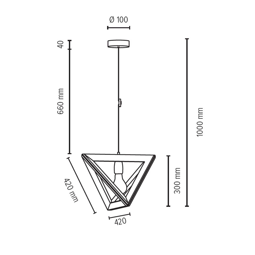 Πολύφωτο σε σχοινί TRIGONON 1xE27/60W/230V ματ δρυς