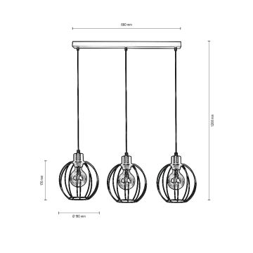 Κρεμαστό φωτιστικό οροφής ράγα BERIS 3xE27/60W/230V