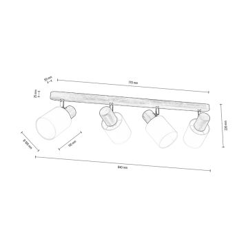 Φωτιστικό σποτ οροφής TRENDY 4xE27/15W/230V πεύκο