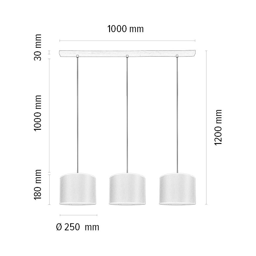 Πολύφωτο με συρματόσχοινο BENITA 3xE27/40W/230V καφέ/δρυς – FSC πιστοποιημένο