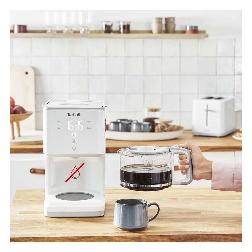 Tefal - Coffee machine with dripping και LCD display SENSE 1000W/230V λευκό