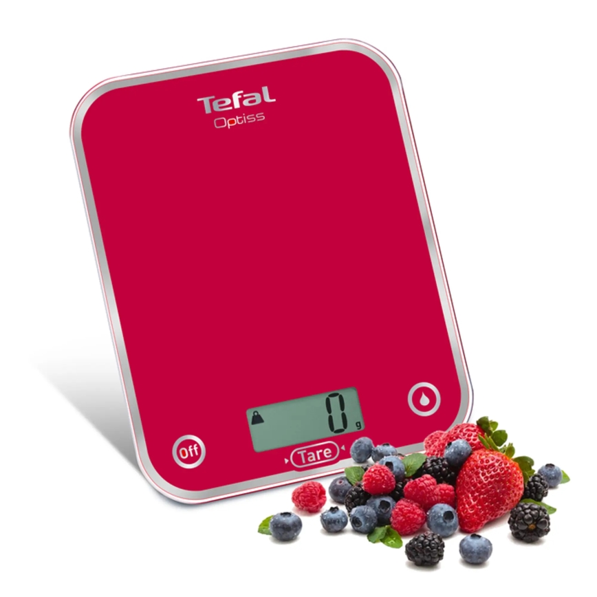 Tefal - Kitchen scale RASPBERRY 2xAAA κόκκινο