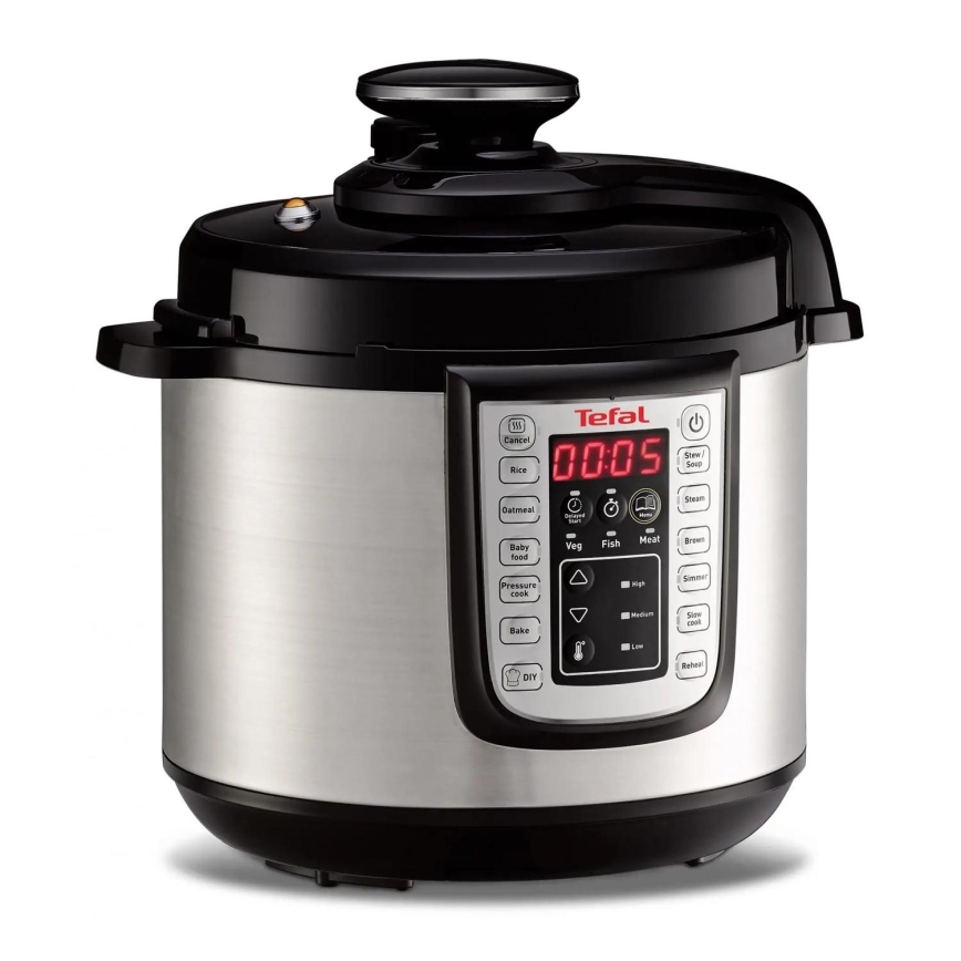 Tefal - Multifunctional electric pressure cooker ALL IN ONE POT 1100W/230V χρώμιο/μαύρο