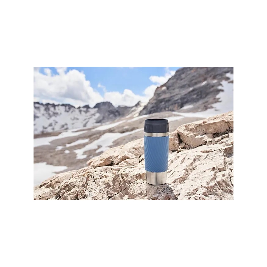 Tefal - Μπουκάλι Θερμός 360 ml EASY TWIST MUG ανοξείδωτο ατσάλι/μπλε