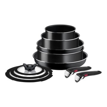 Tefal - Σετ of cookware 10 τμχ INGENIO EASY COOK & CLEAN BLACK