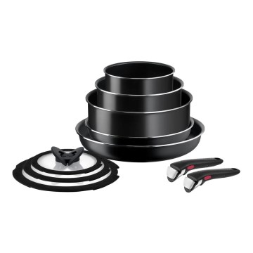 Tefal - Σετ μαγειρικά σκεύη 10 τμχ INGENIO EASY COOK & CLEAN BLACK