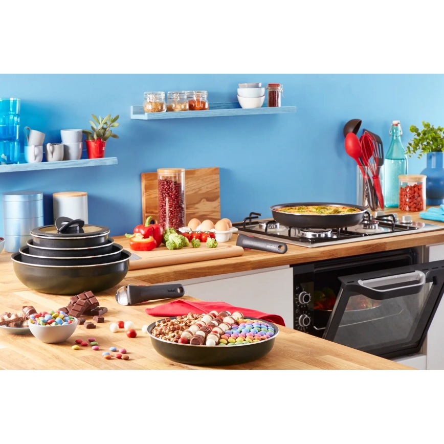 Tefal - Σετ μαγειρικά σκεύη 10 τμχ INGENIO EASY COOK & CLEAN BLACK