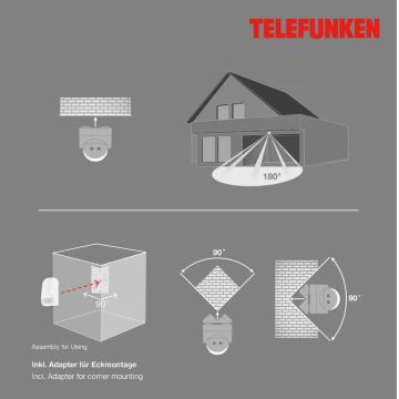 Telefunken 306506TF - Αισθητήρας κίνησης εξωτερικού χώρου 180° IP44 λευκό