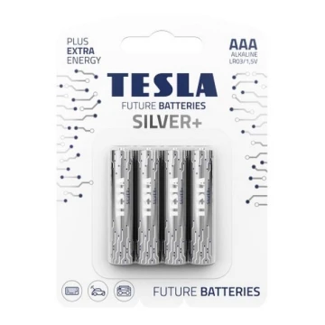 Tesla Batteries - 4 τμχ Αλκαλική μπαταρία AAA SILVER+ 1,5V 1300 mAh