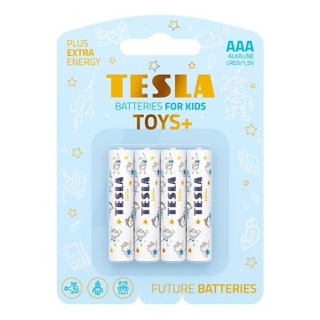 Tesla Batteries - 4 τμχ Αλκαλική μπαταρία AAA TOYS+ 1,5V 1300 mAh