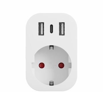 TESLA Smart - Έξυπνη πρίζα 3680W/230V/16A Type F/E 2xUSB-A + 1xUSB-C Wi-Fi