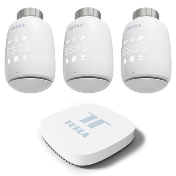 TESLA Smart - ΣΕΤ 3x Smart wireless thermostatic head 2xAA + έξυπνο gateway Hub Zigbee Wi-Fi