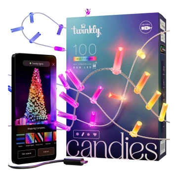 Twinkly - LED RGB Dimming Χριστουγεννιάτικη φωτεινή αλυσίδα CANDIES 100xLED 8 m USB Wi-Fi