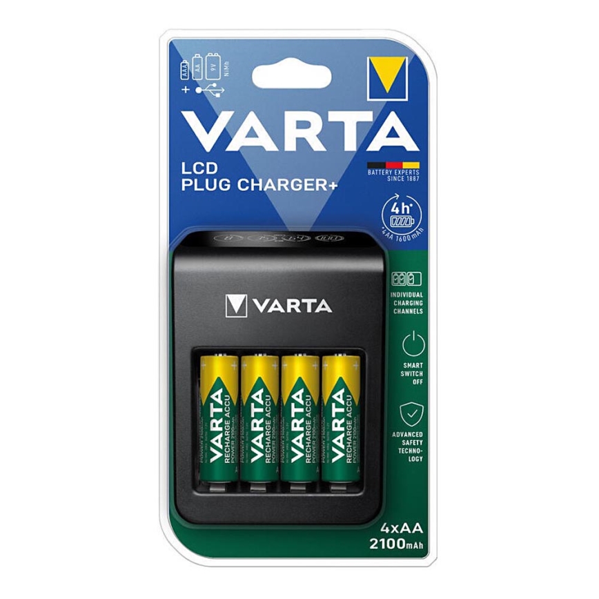 Varta 57687101441 - LCD Φορτιστής μπαταρίας 4xAA/AAA 2100mAh 230V