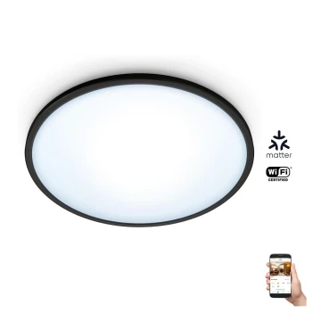 WiZ - LED Dimmable φωτιστικό οροφής SUPERSLIM LED/16W/230V 2700-6500K Wi-Fi μαύρο