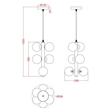 Wofi 6014-601W -  Κρεμαστό φωτιστικό οροφής LED VILLA 6xG9/3W/230V χρυσαφί