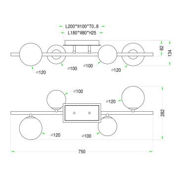 Wofi 7014-401W - LED Πλαφονιέρα οροφής VILLA 4xG9/3W/230V χρυσαφί