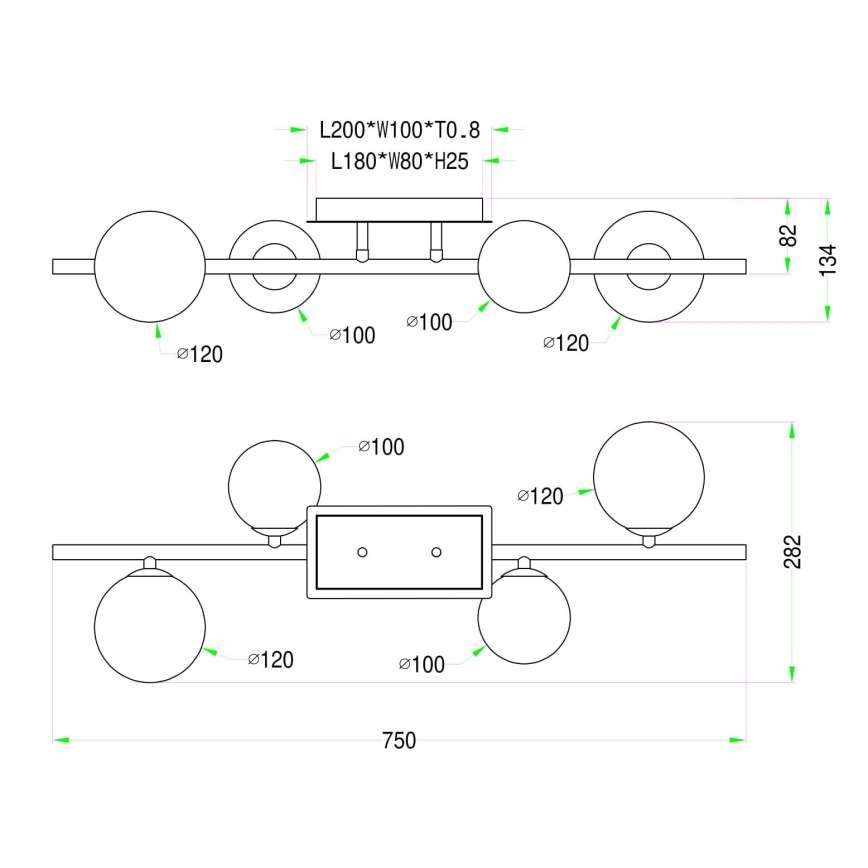 Wofi 7014-401W - LED Πλαφονιέρα οροφής VILLA 4xG9/3W/230V χρυσαφί