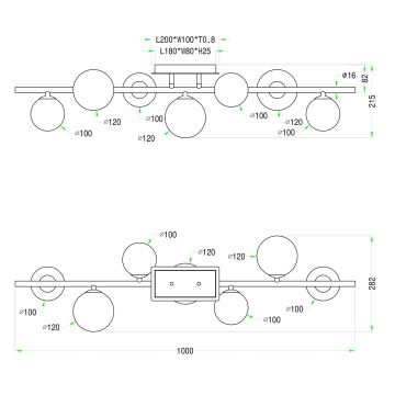 Wofi 7014-701W - LED Πλαφονιέρα οροφής VILLA 7xG9/3W/230V χρυσαφί