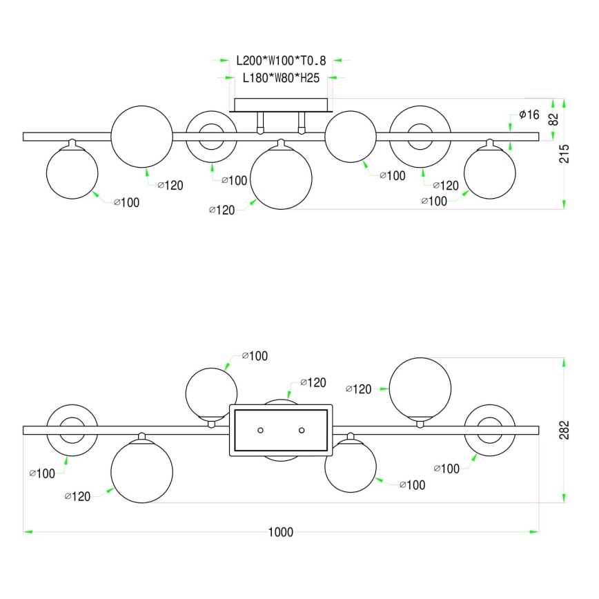 Wofi 7014-701W - LED Πλαφονιέρα οροφής VILLA 7xG9/3W/230V χρυσαφί