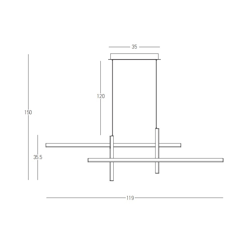 Zambelis 22023 - Led Dimmable κρεμαστό φωτιστικό οροφής LED/41W/230V μαύρο