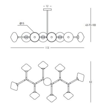 Zambelis 23023 - Κρεμαστό φωτιστικό 8xG9/5W/230V χρυσαφί