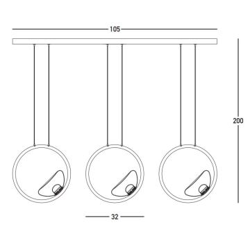 Zambelis 23029 - Led Dimmable κρεμαστό φωτιστικό οροφής 3xLED/7W/230V 3000K χρυσαφί