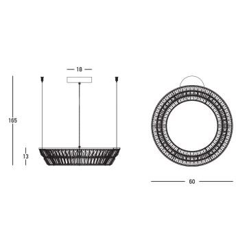 Zambelis 23046 - LED Dimming κρύσταλλο πολύφωτο on a string LED/38W/230V CRI 90 3000K διάμετρος 60 cm ορείχαλκος