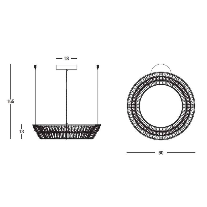 Zambelis 23046 - LED Dimming κρύσταλλο πολύφωτο on a string LED/38W/230V CRI 90 3000K διάμετρος 60 cm ορείχαλκος