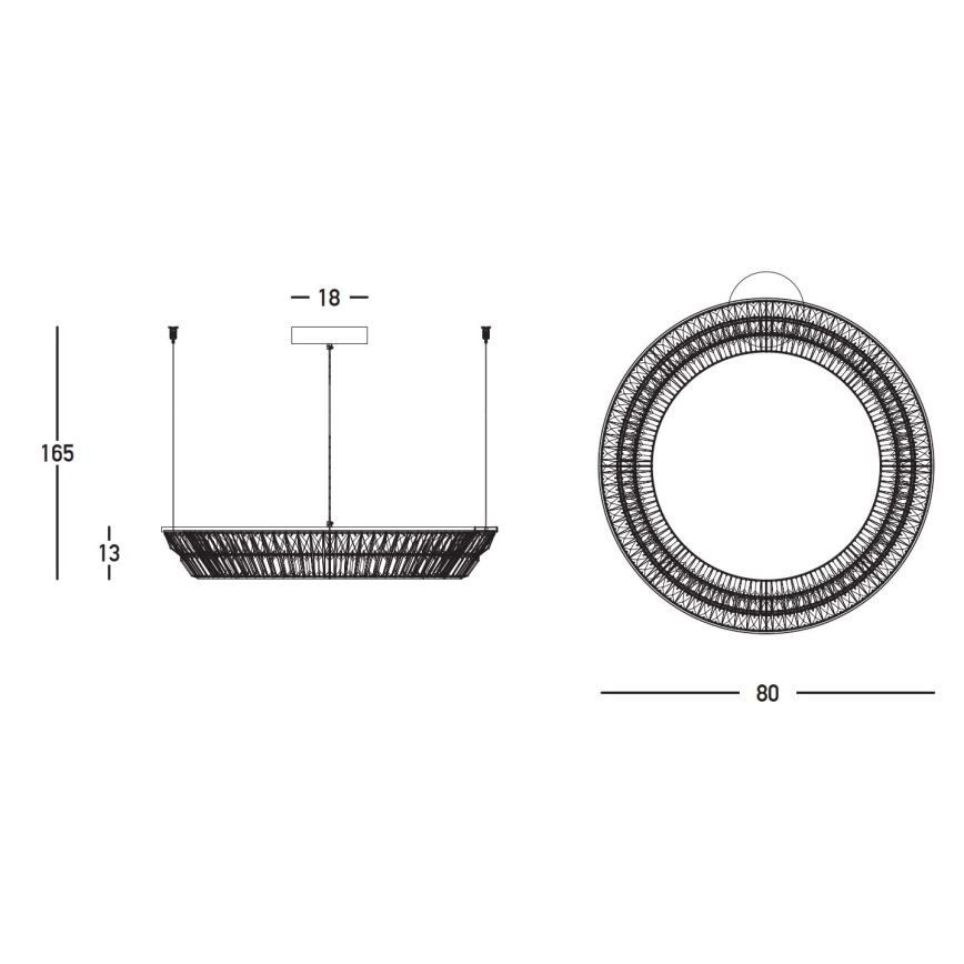 Zambelis 23048 - LED Dimming κρύσταλλο πολύφωτο on a string LED/55W/230V CRI 90 3000K διάμετρος 80 cm ορείχαλκος