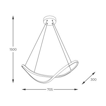 Zuma Line -  Κρεμαστό φωτιστικό οροφής LED LED/45W/230V 3000/4000/6000K μαύρο