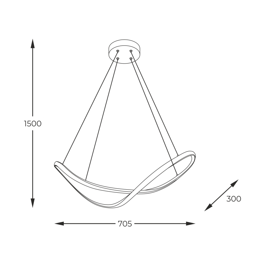 Zuma Line -  Κρεμαστό φωτιστικό οροφής LED LED/45W/230V 3000/4000/6000K μαύρο