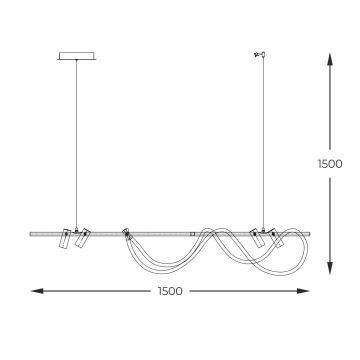 Zuma Line - Led Dimmable κρεμαστό φωτιστικό οροφής LED/60W + LED/7,5W/230V 3000-6000K μαύρο/χρυσαφί + τηλεχειριστήριο