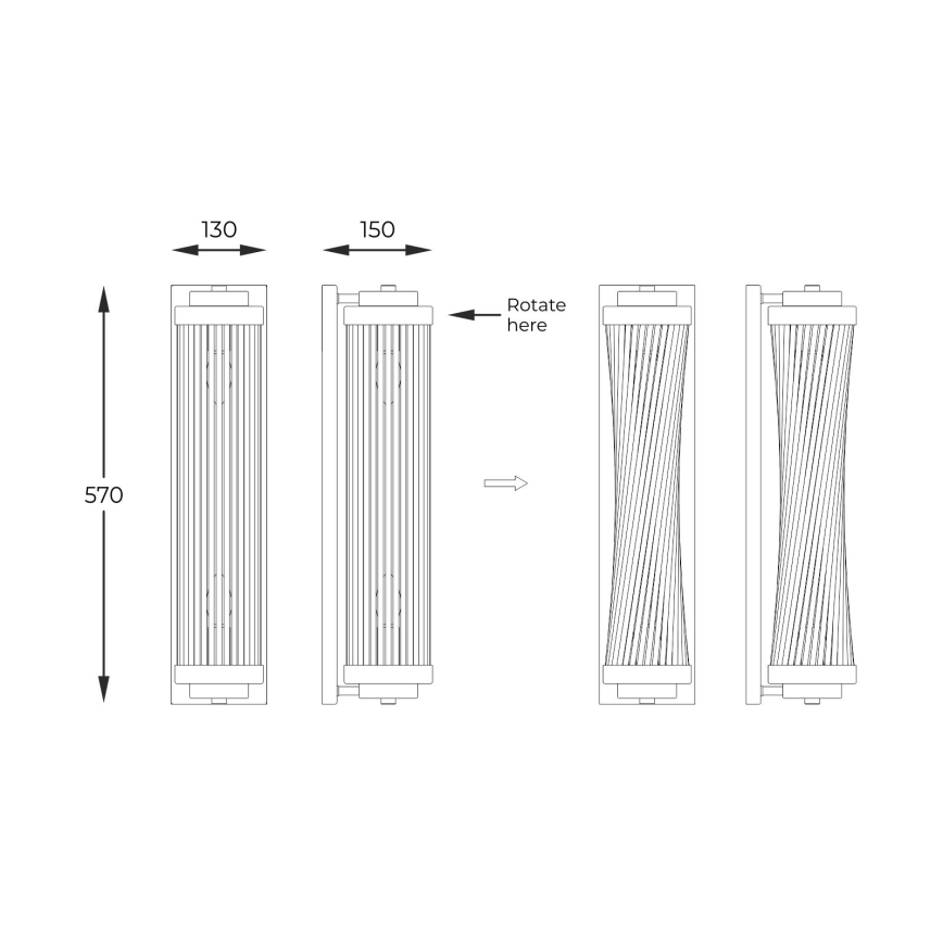 Zuma Line - Φωτιστικό τοίχου 2xE14/60W/230V χρυσαφί